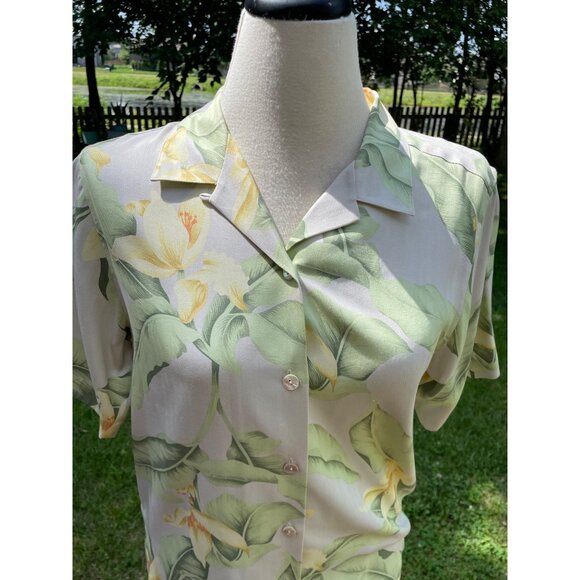 Tommy Bahama Womens Silk Floral Shirt Dress Suit S Wrap Around Skirt V-Neck - Picture 5 of 12